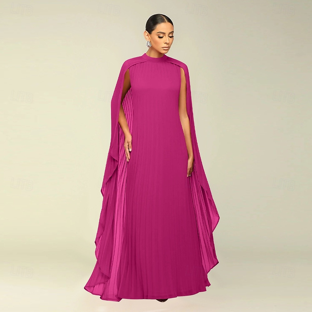 Abiti A-Line Quinceanera elegante abito formale matrimonio lunghezza al pavimento maniche lunghe scollo alto chiffon con pieghe del 2025 a $119.99 –P4
