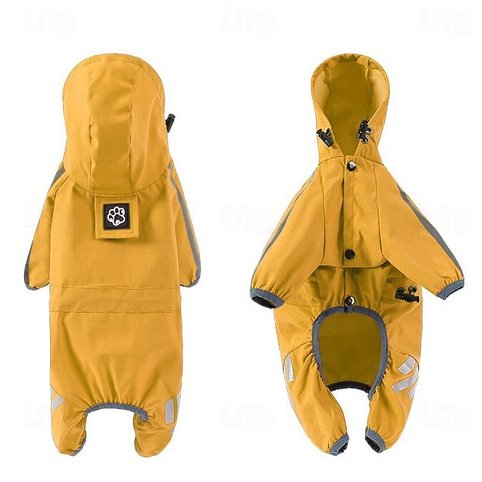 Capa de chuva para cachorro, capa de chuva impermeável com capuz, capa de chuva refletiva alta para animais de estimação com furo para guia para cães pequenos, médios e grandes de 2025 por $18.49 –P5