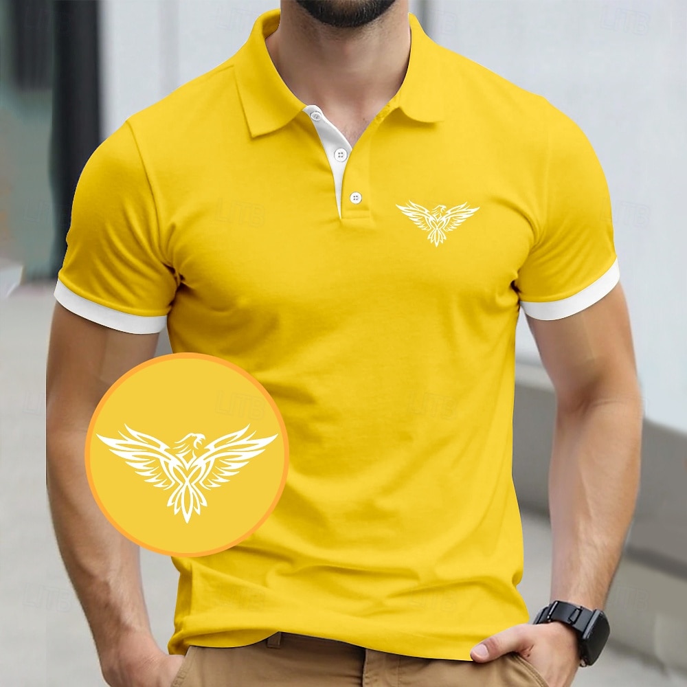 Herren Adler Polo Kurzarm Polo-Shirts Hemden mit Kragen Business-Casual Geschäft Athleisure Alltagskleidung 3D-Druck Sommer Schwarz Gelb Marinenblau 2025 - $25.99 –P2