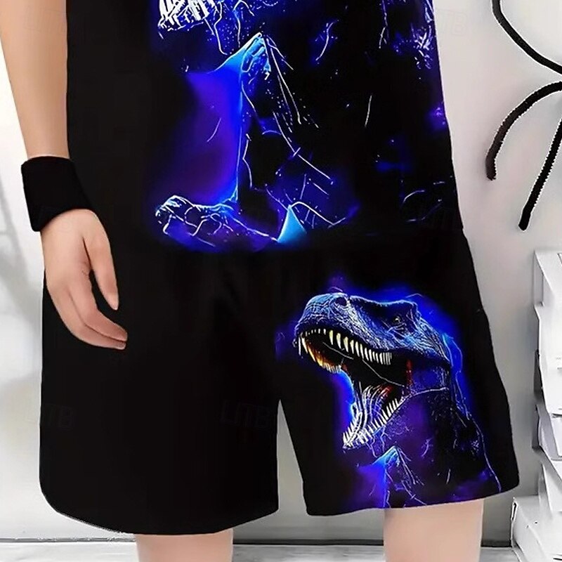 Boys 3D Dinosaur T-shirt & Shorts Set Short Sleeve Summer Spring Sports Fashion Daily Kids 4-12 Years Crew Neck Outdoor Vacation Sports Tailored Fit 2026 - $11.99 –P2