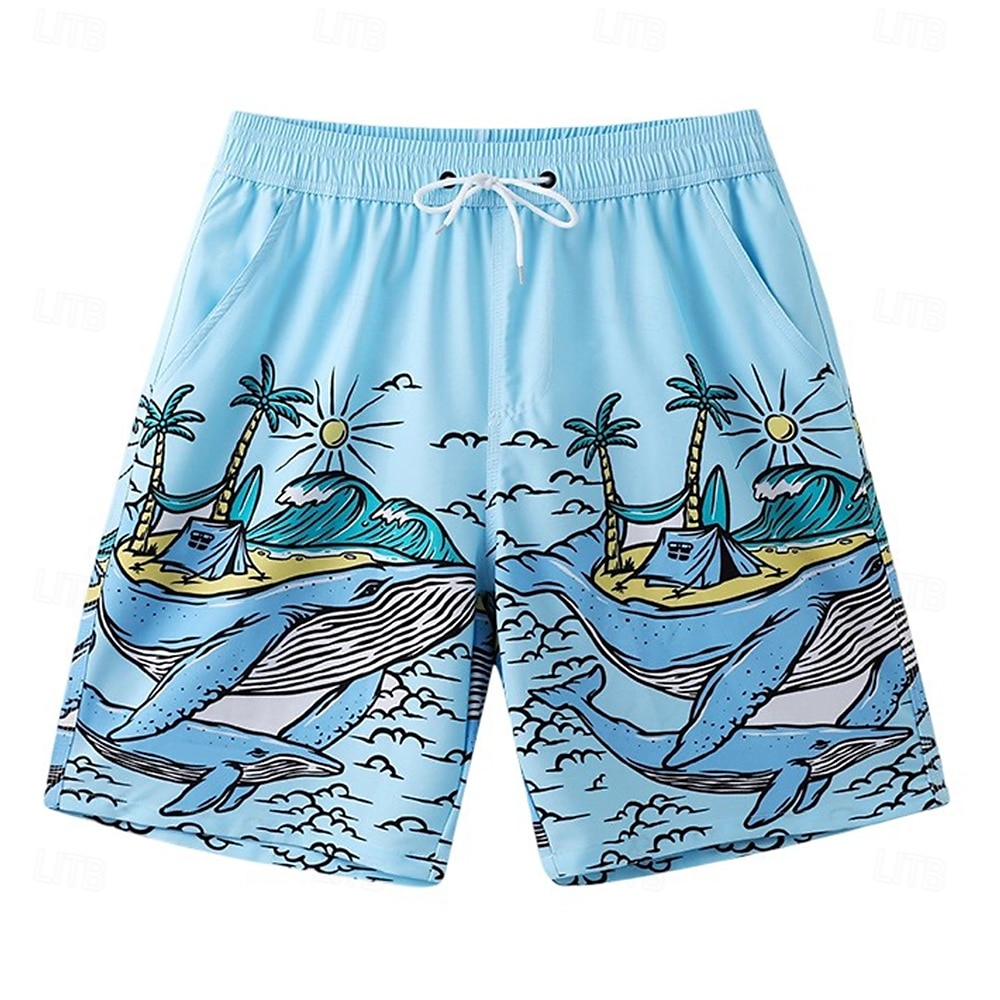 Homens Calção Shorts de praia Bolsos Com Cordão Cintura elástica Gráfico Folha Árvore Respirável Secagem Rápida Comprimento do joelho Ao ar livre Férias Casa Férias Estilo Étnico Azul Céu Azul escuro de 2025 por $17.99 –P8