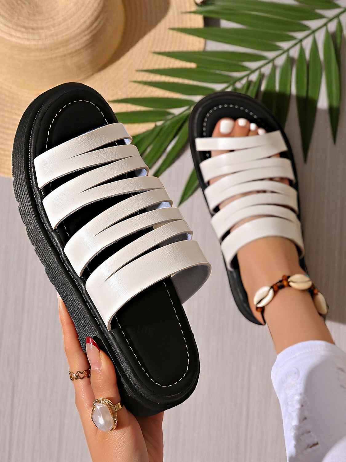 Women’s Brown Multi-Strap Slide Sandals – Casual Faux Leather Flats for Beach, Resort, and Vacation Outfits 2025 - $24.99 –P4