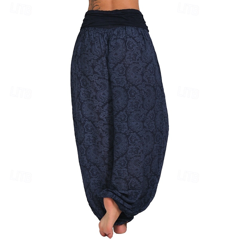 Damen Weites Bein Stoffhosen Hosen Hose Mode Boho Volle Länge Natürliche Taille Blumen Druck Bequem Außenbereich Outdoor Urlaub Alltagstauglich Magenta Saphir Marineblau Aprikose Sommer Normale 2025 - $19.99 –P18