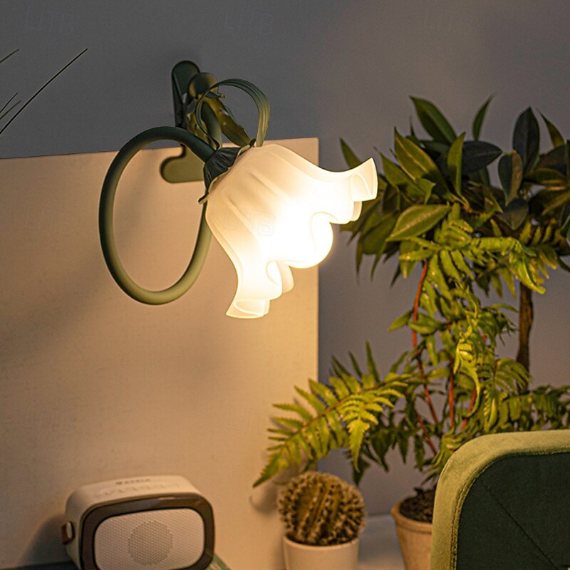 Květinová lucerna, moderní lilie, foukané skleněné stolní lampičky, noční světlo s USB, do ložnice, obývacího pokoje, patice E27 2025 - $61.99 –P3