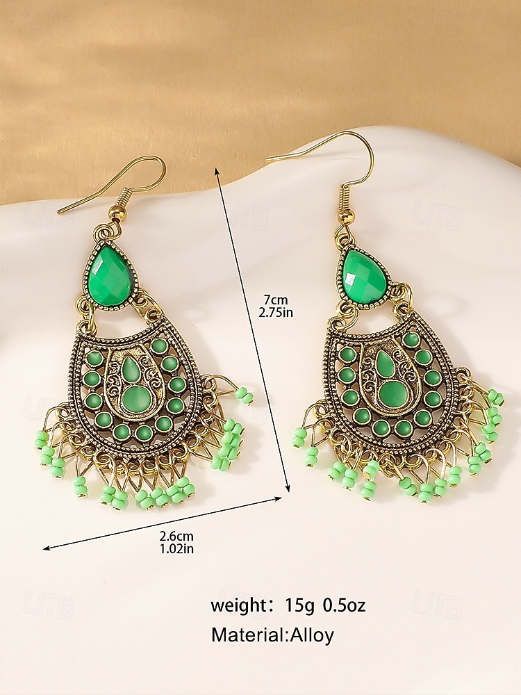Women's Bohemian Teardrop Dangle Earrings – Vintage Tribal Style with Beaded Fringe, Lightweight Statement Jewelry for Parties and Festivals 2026 - $9.99 –P8