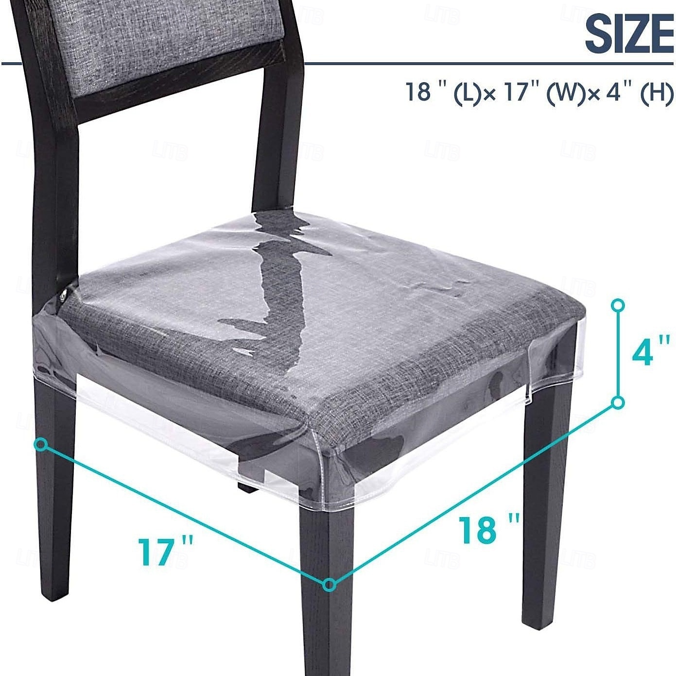Pachet de 4 huse de scaune mari din plastic pentru sufragerie, transparente, din PVC, cu curea reglabilă pentru scaune standard de 45x43 cm, rezistente la pete, apă și zgârieturi. 2025 - $18.49 –P2
