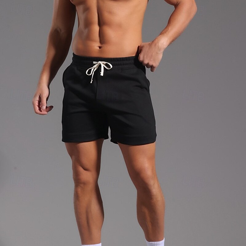 Men's Athletic Shorts Sweat Shorts Shorts Summer Shorts Pocket Drawstring Elastic Waist Plain Comfort Breathable Short Outdoor Sports Classic Casual Black White Micro-elastic 2025 - $25.99 –P19