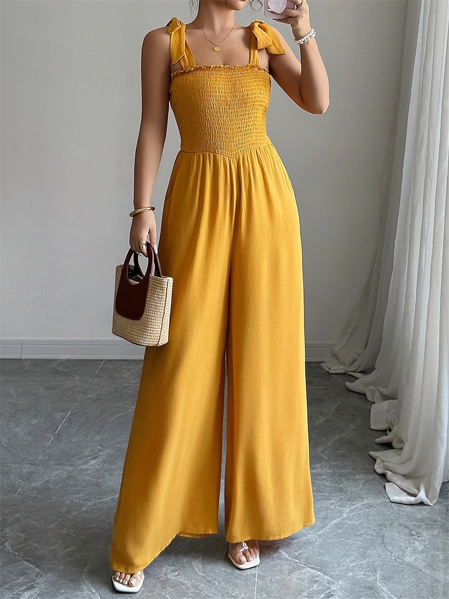 Overalls Bodenlang Quinceanera-Kleider Elegant Ärmellos Spaghettiträger Abschlussball Abendgesellschaft Polyester Rückenfrei mit Gerafft 2026 - $52.99 –P2