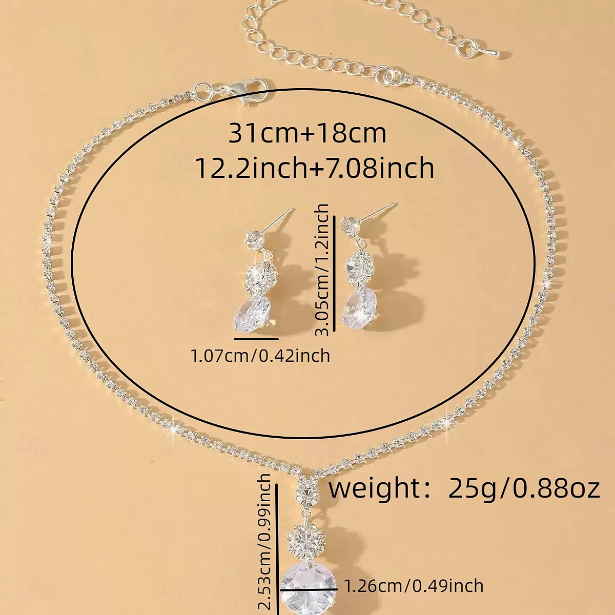 Ensembles de bijoux de mariée 1 ensemble de boucles d'oreilles en zircon et strass, collier pour femmes, ensemble de bijoux élégant et doux pour fête de mariage de 2025 ? $32.99 –P5
