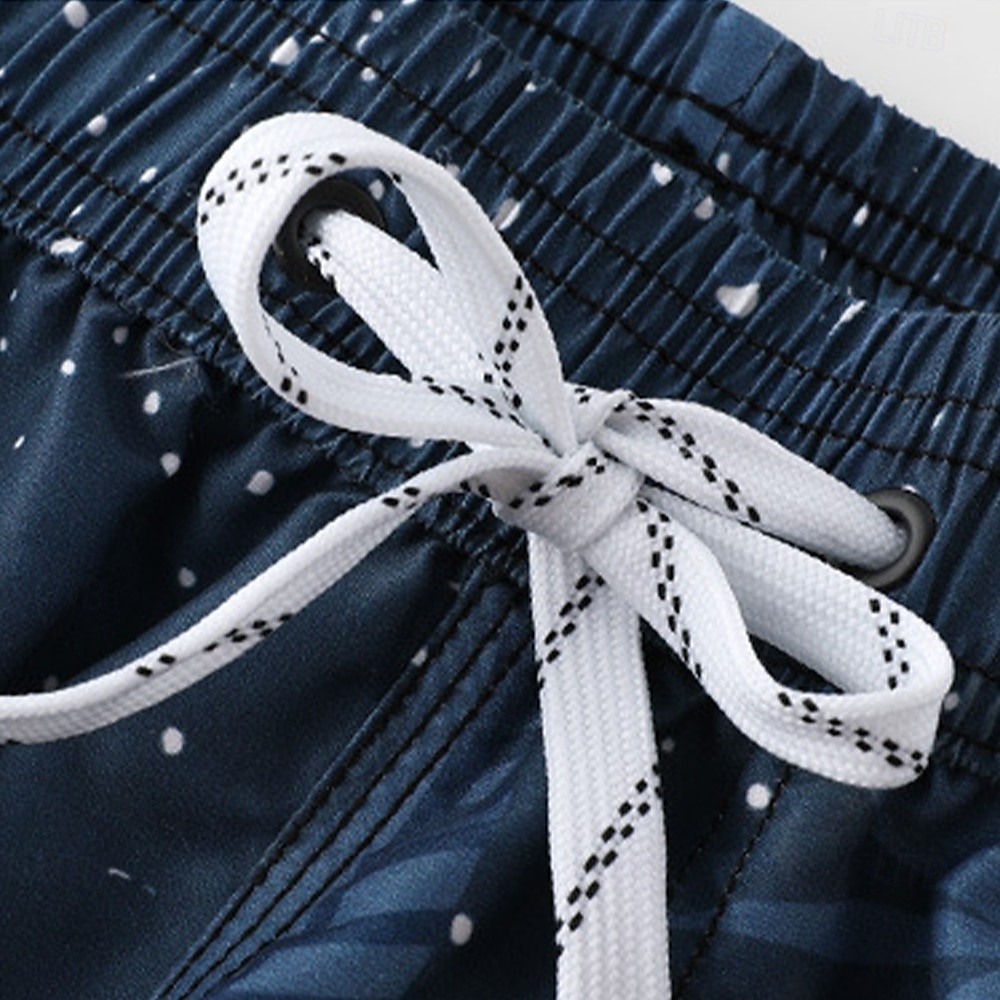 Homens Calção Shorts de praia Com Cordão Gráfico Folha Árvore Respirável Secagem Rápida Comprimento do joelho Ao ar livre Férias Casa Férias Estilo Étnico Azul Marinha Com Stretch de 2025 por $16.49 –P4