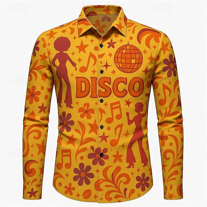 Retro Vintage 1970er Hemd Disco Geometrisch Herren Halloween Karneval Pride Parade Pride-Monat Festival Erwachsene Hemd 2025 - $27.99 –P3