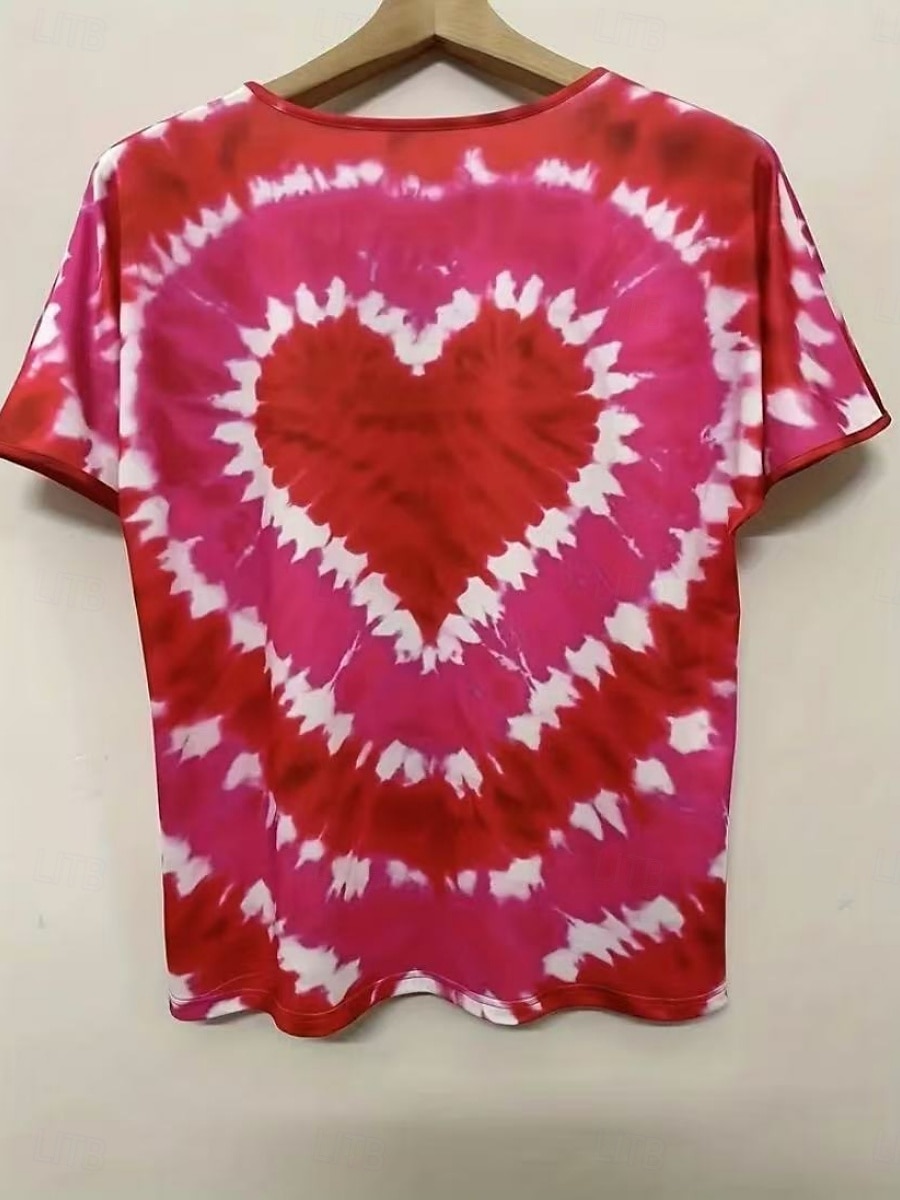 Pentru femei Tricou Cravată Modă Modern Manșon scurt În V Topuri obișnuite Zilnic Peteci Imprimeu Roșu-aprins Mov Fucsia Trifoi Vară 2025 - $14.99 –P6
