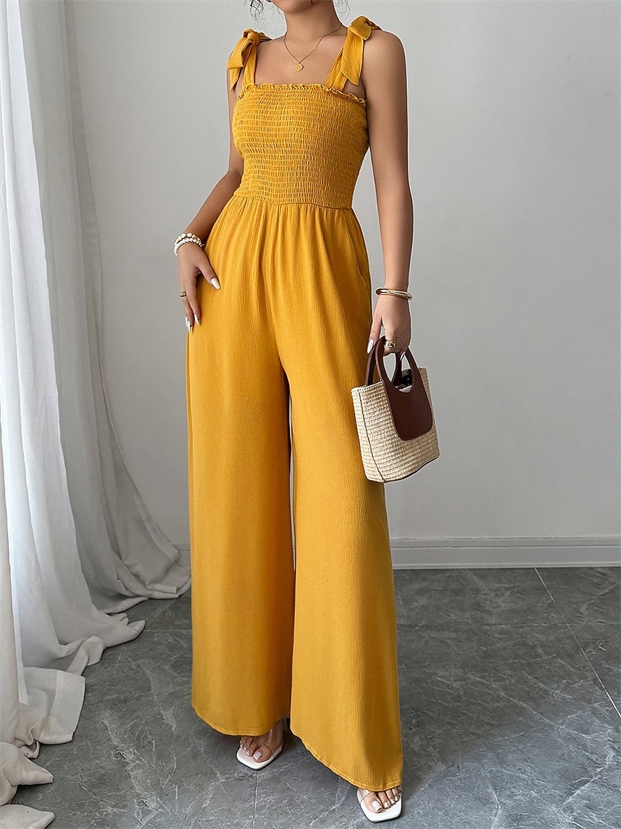 Overalls Bodenlang Quinceanera-Kleider Elegant Ärmellos Spaghettiträger Abschlussball Abendgesellschaft Polyester Rückenfrei mit Gerafft 2026 - $52.99 –P1