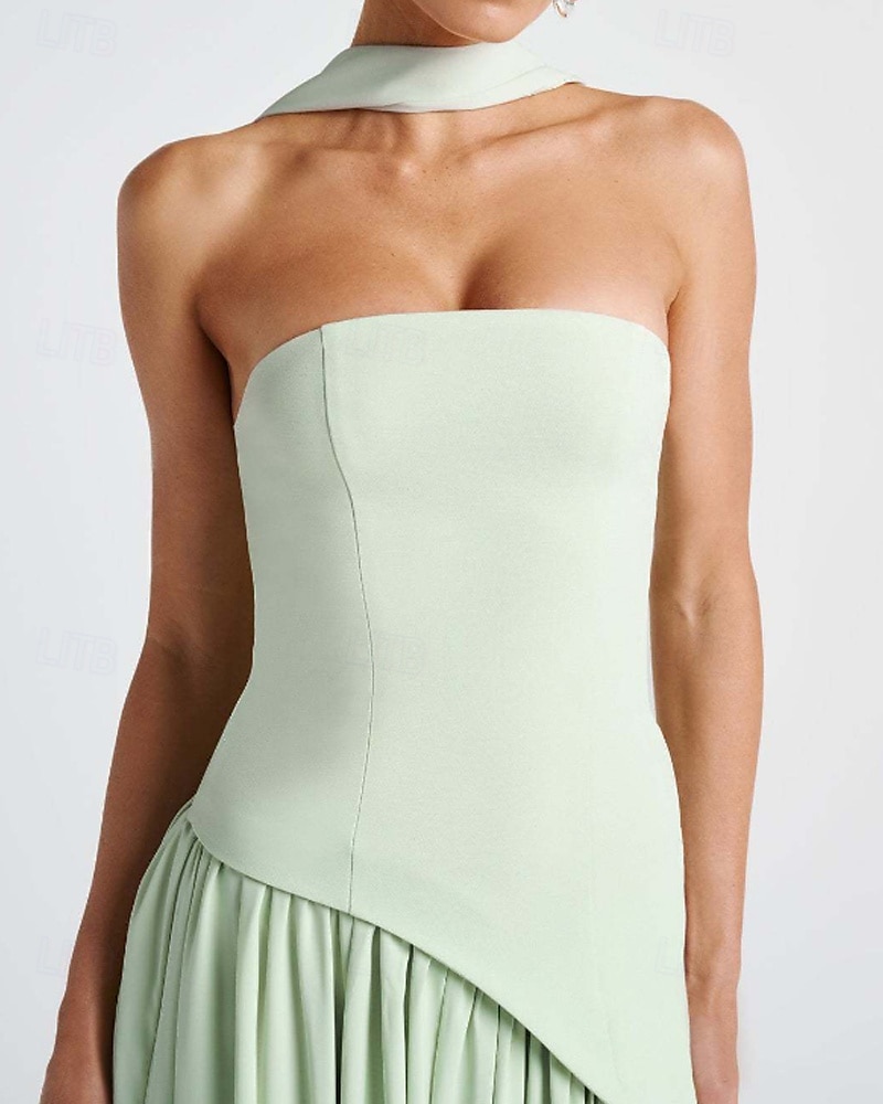 Damen Langes Kleid Maxikleid Weißes Kleid Abschlusskleid Partykleid Mode Party Abendgesellschaft Ausgehen Normale Passform Einfach Ärmellos Trägerlos Weiß Gelb Wein Marineblau Sommer 2025 - $29.99 –P11