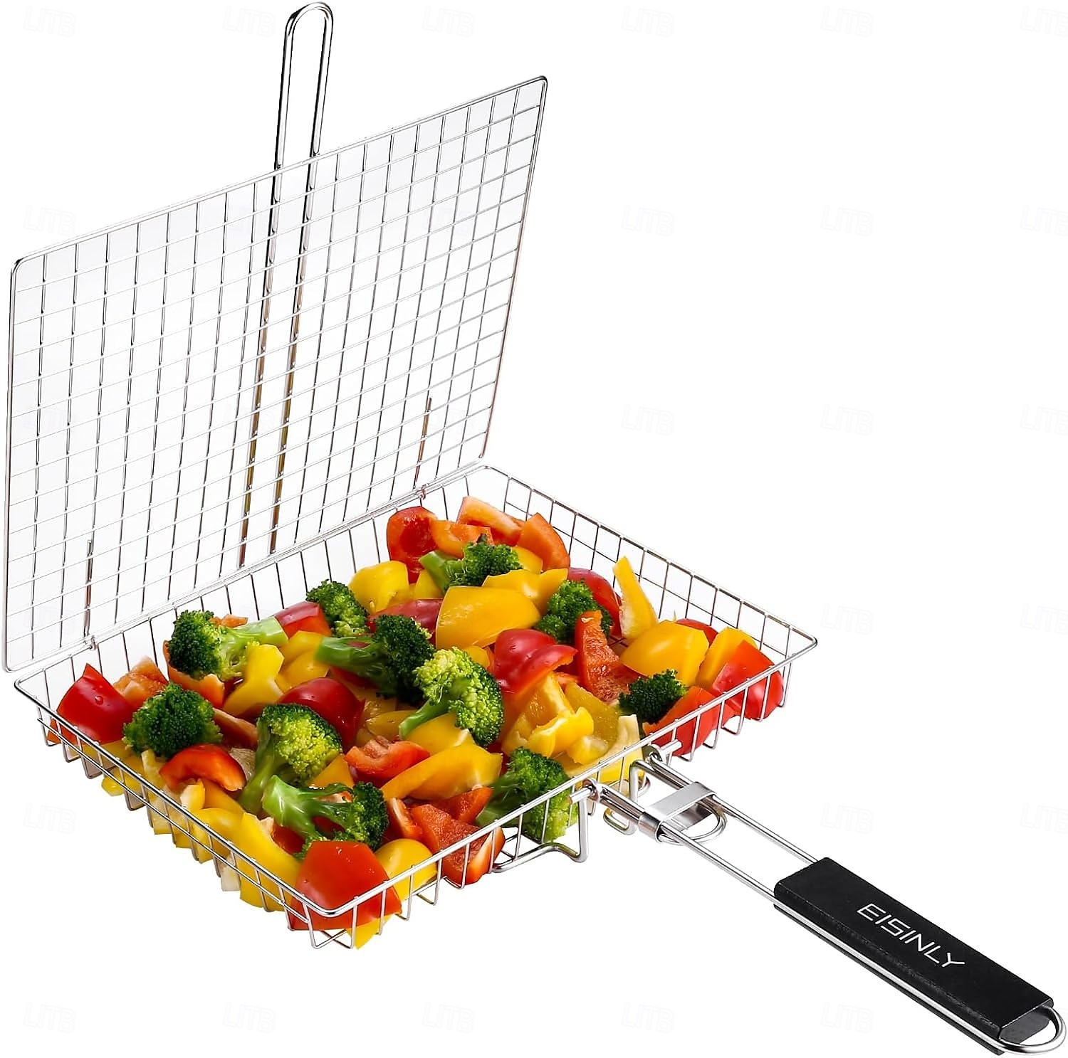 grill grill grill kosár fogantyúval rozsdamentes acél grill kosár kültéri kemping grill állvány halaknak, garnéláknak, zöldségeknek 2025 - $16.99 –P1