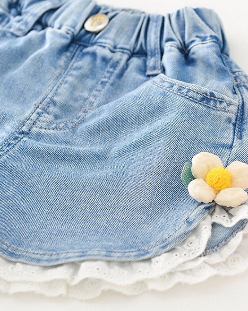 Kids Girls' Shorts Floral Streetwear Patchwork School 4-12 Years Summer Navy Blue Royal Blue Blue 2025 - $11.99 –P4