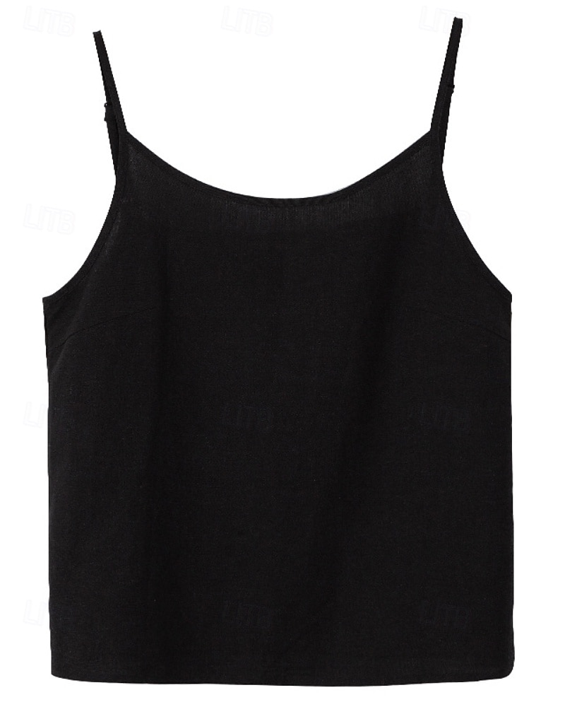 Per donna Gilet in cotone e lino Blusa Canotta a canotta Semplice Moderno Casual Senza Maniche Scollo a V Top Regolari Quotidiano Uscire Nero Bianco Viola Estate del 2025 a $29.99 –P5