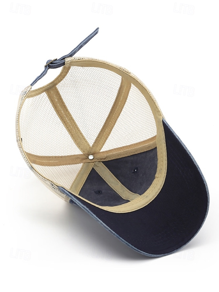 Herr vintage truckerkeps med meshrygg – justerbar basebollkeps i tvättad bomull för utomhussport, resor och vardagskläder 2025 - $11.99 –P7