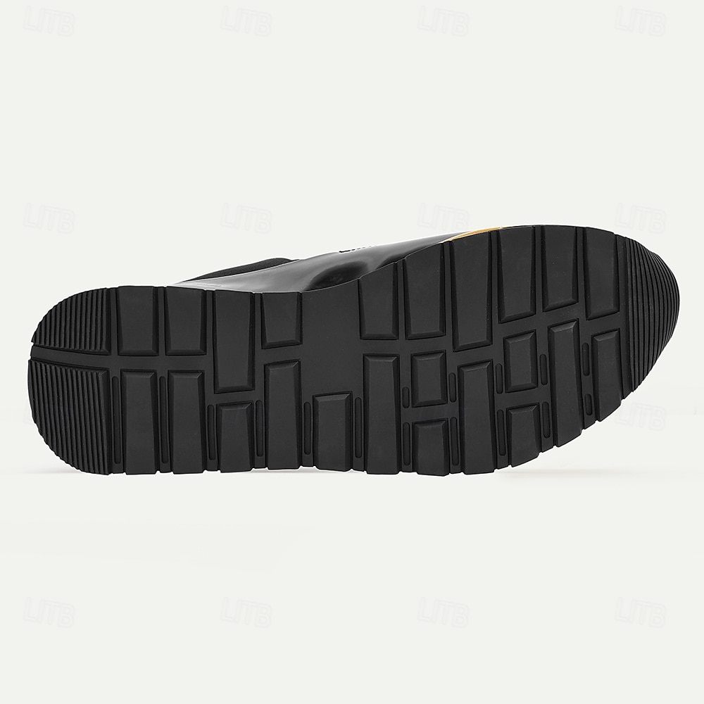 Adidași bărbătești din piele neagră cu detalii contrastante maro - eleganți, confortabili, perfecți pentru ținute casual și evenimente semi-formale 2026 - $84.99 –P6
