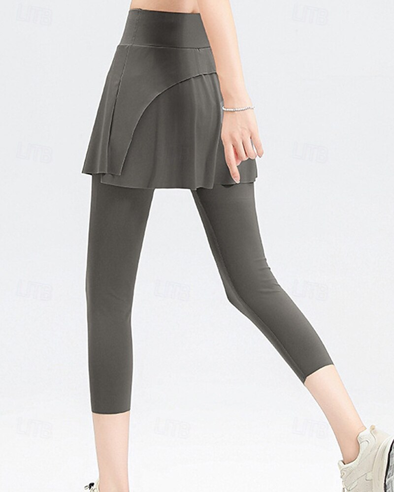Per donna Tinta unita Gonna casual Gonna da tennis con leggings Capri Tasche Laterali Spacco Asciugatura Rapida Tennis Golf Pickleball Pantaloni Nero Marrone Grigio Spandex Abbigliamento da tennis del 2026 a $22.99 –P12