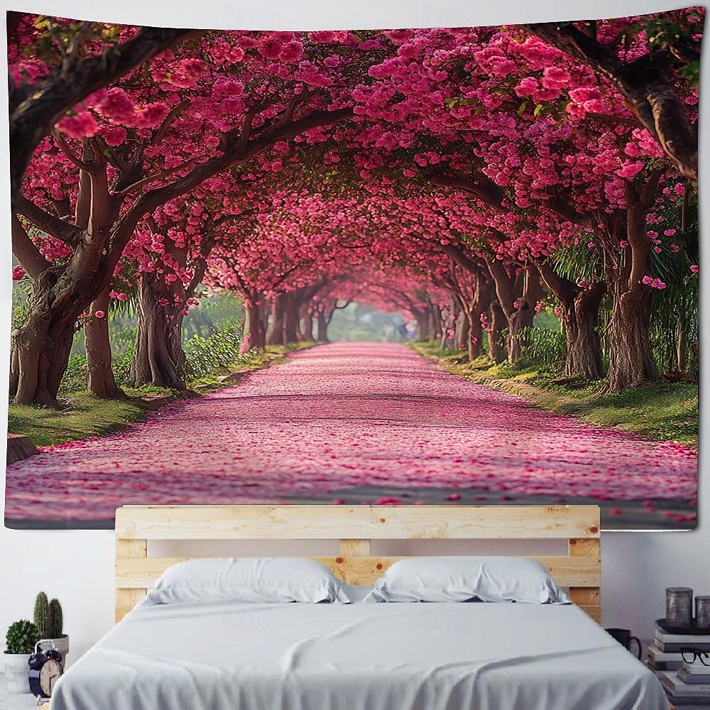 розовый цветок лесной пейзаж подвесной гобелен настенное искусство большой гобелен фреска декор фотография фон одеяло занавеска дом спальня гостиная украшение 2026 - $20.99 –P5