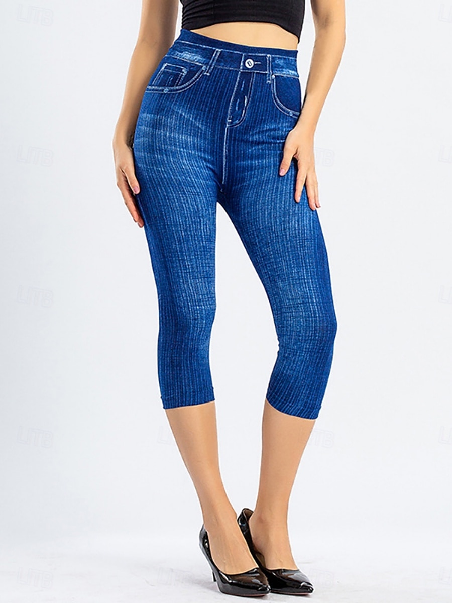 Women's Leggings Capri Pants 3D Print Chinos Vintage Streetwear Casual Calf-Length High Waist Plain Printing Comfy Soft Comfortable Stretchy Outdoor Street Black Red Blue Gray Summer Slim Fit 2025 - $3.99 –P23