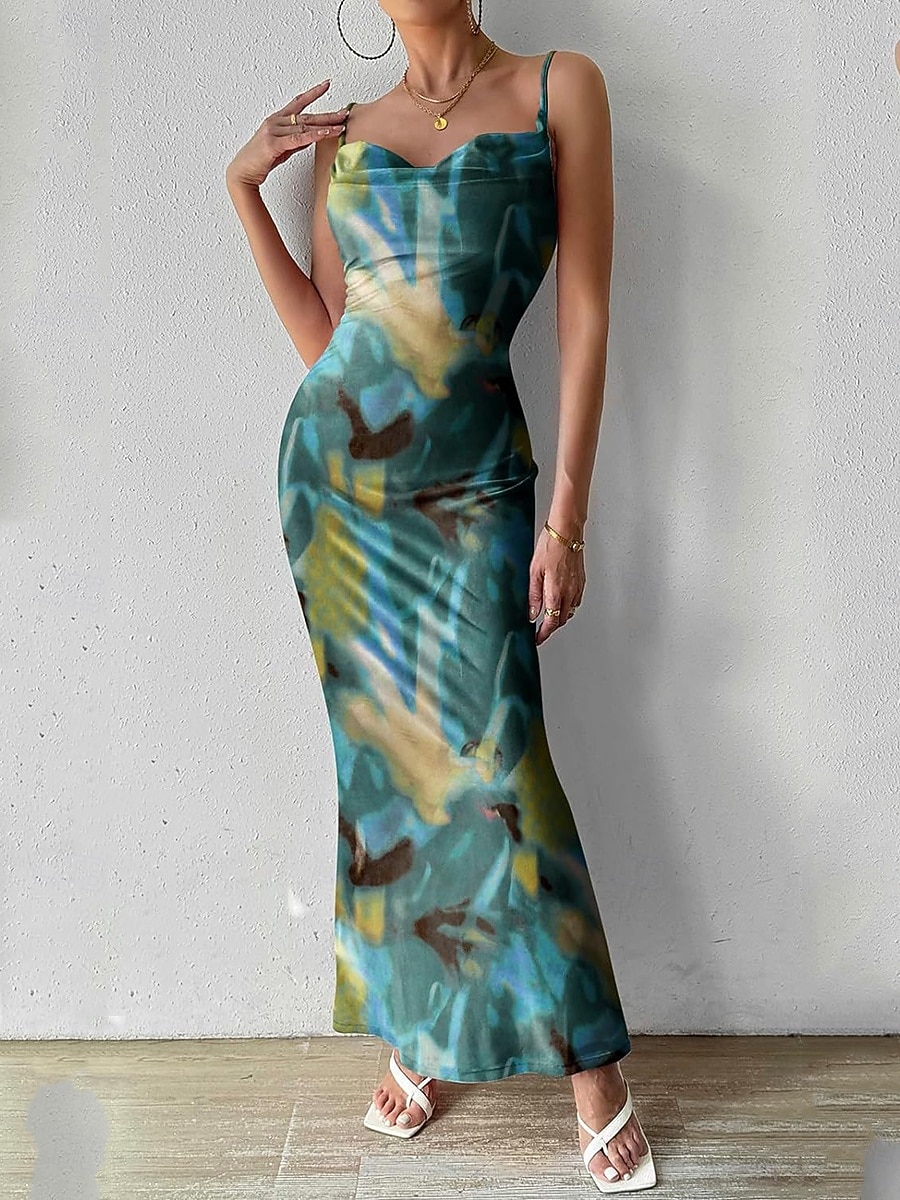 Női Midi ruha Boho esküvői vendégruha Elegáns Csehország Szexi Bodycon ruha Bohém Ujjatlan Spagettipánt Világos rózsaszín aqua kék Medence Sötétzöld Nyár 2025 - $24.99 –P6