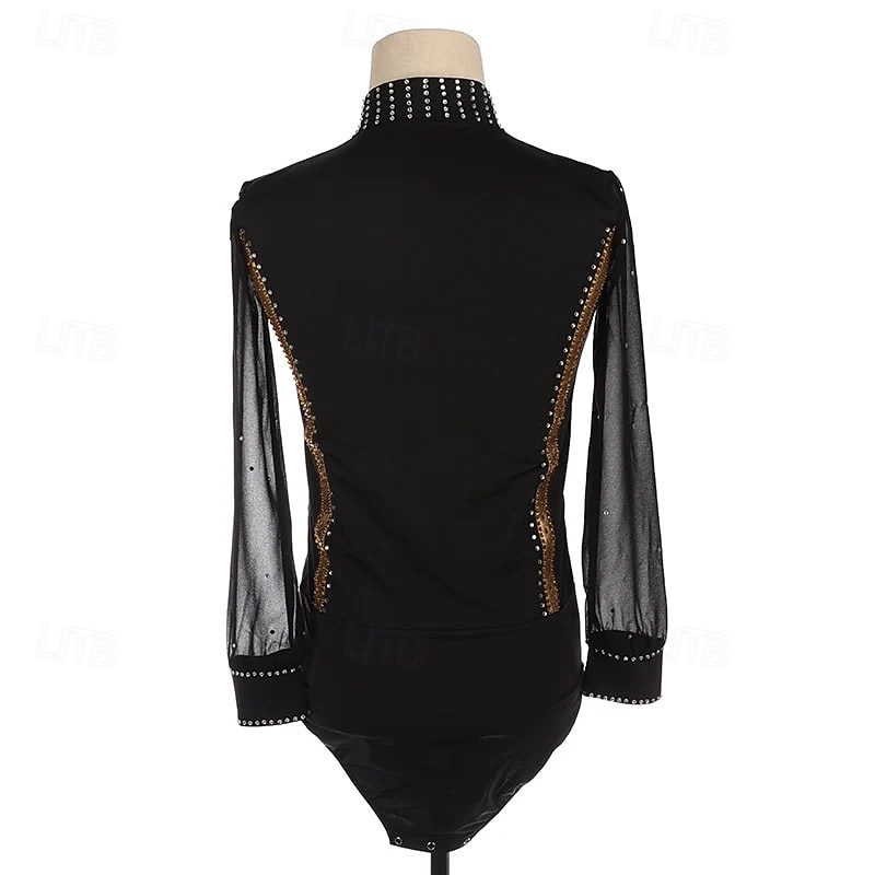 Men's Boys Figure Skating Costumes High Elasticity Training Competition Skating Wear Classic Crystal / Rhinestone Long Sleeve Ice Skating Figure Skating 2026 - $292.99 –P3