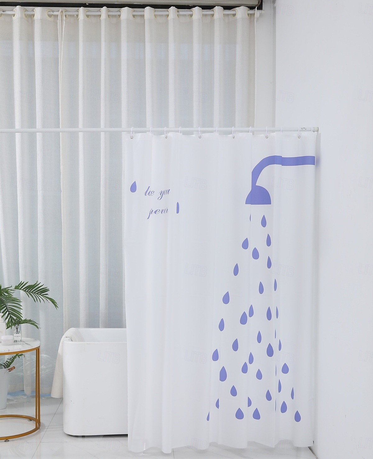 2025年 PEVAシャワーカーテンパターン印刷バスカーテン防水カビ防止、フック付き180x180cm 70"x70"  コレクション – $13.99 –P9