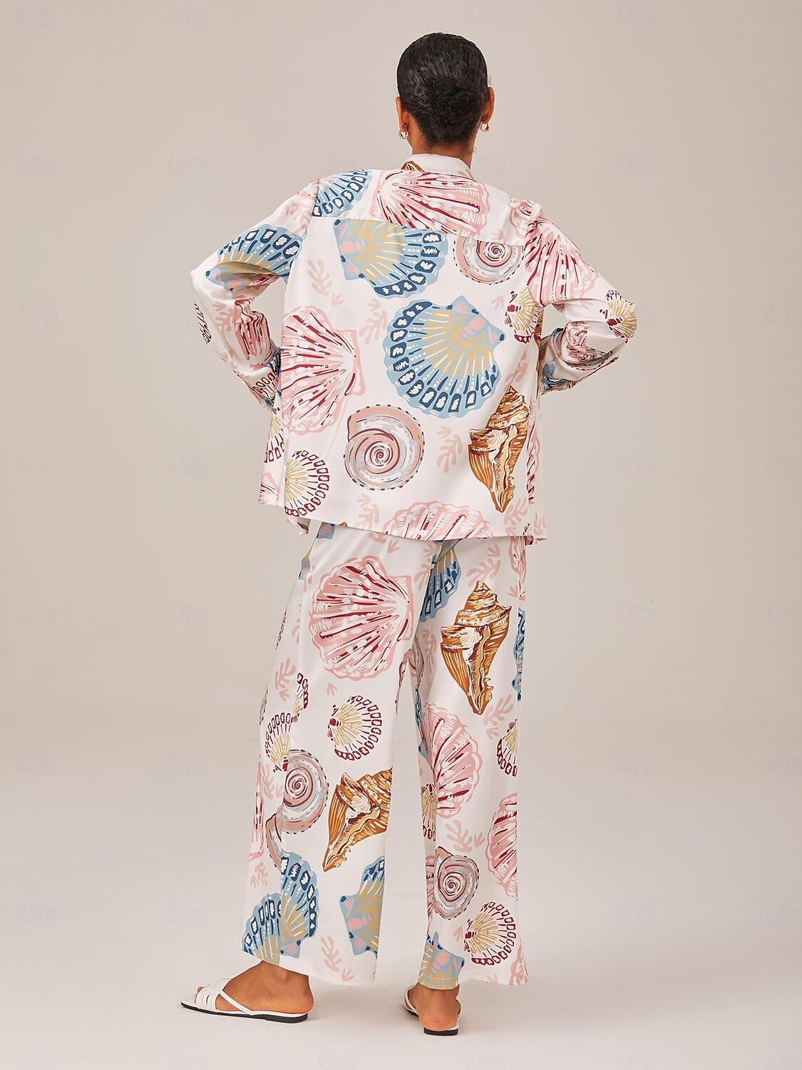 Shell Print Elastic Waist Wide Leg Pants 2025 - $69.99 –P2
