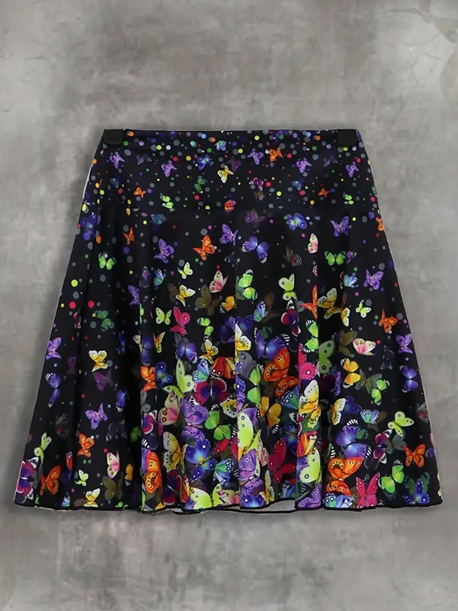 Femmes Jupe Jupe de tennis Mini jupe Occasionnel Mini Taille Moyenne Jupes Graphique Papillon Avec Poches Élastique Vacances Quotidien Noir Blanche Été Polyester de 2025 ? $19.99 –P2