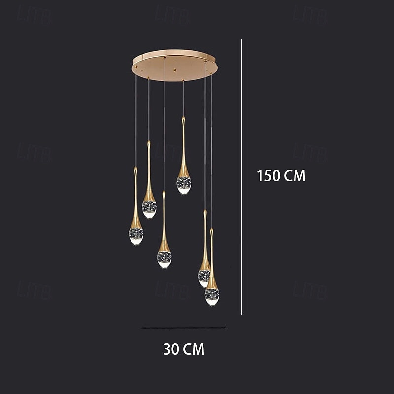 Lampada a sospensione a LED dimmerabile con 3/5/6/8/10/12/16/20 luci in cristallo per isola cucina moderna, illuminazione a sospensione regolabile per isola cucina, lampadario a LED nero oro per sala del 2025 a $156.99 –P3