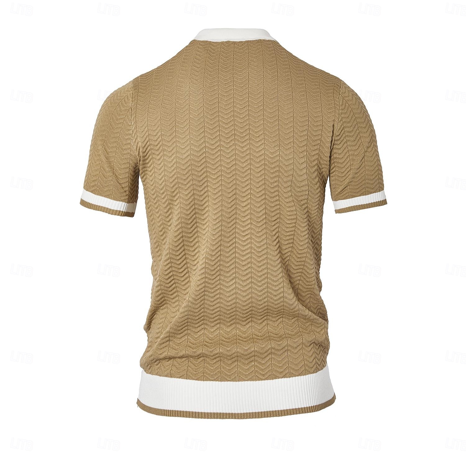 Herre Polo Strikk polo Virksomhet Avslappet V-hals Kortermet Formelt Fargeblokk Original Sommer Alle årstider Svart Hvit Kakifarget Militærgrønn Polo 2025 - $27.99 –P3