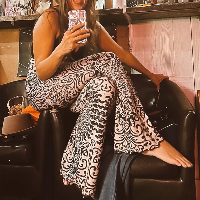 Retro Antiguo Boho Años 70 Los pantalones de campana leggings acampanados Disco Alta cintura Psicodélico Mujer Víspera de Todos los Santos Carnaval Vacaciones Festival de Música Festival Adulto 2025 - $21.99 –P5