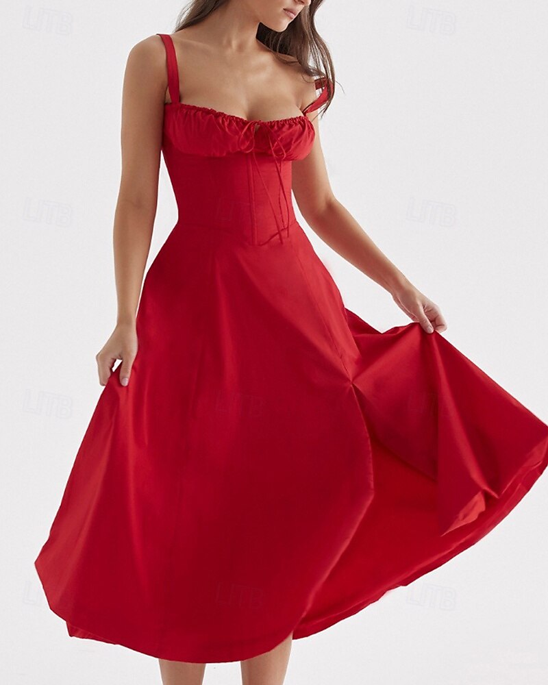 Pentru femei Rochii Midi Rochie albă Rochie de absolvire Rochie de petrecere Modă Modern Petrecere Zi de Naștere Serată Fit regulat Simplu Fără manșon În U Negru Alb Roșu-aprins Vară 2025 - $28.99 –P5
