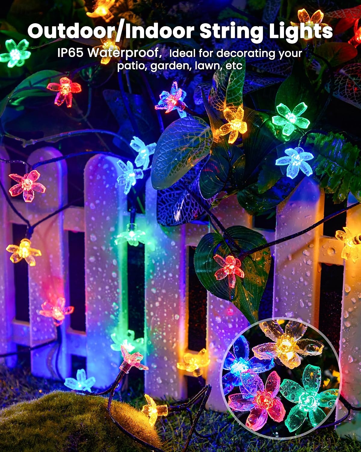 1 st. buitenzonne kersenbloesem lichtsnoer kampeertent binnenplaats tuin boom hek decoratieve verlichting bruiloft festival binnen en buiten decoratieve lichtsnoer 2026 - $15.99 –P2