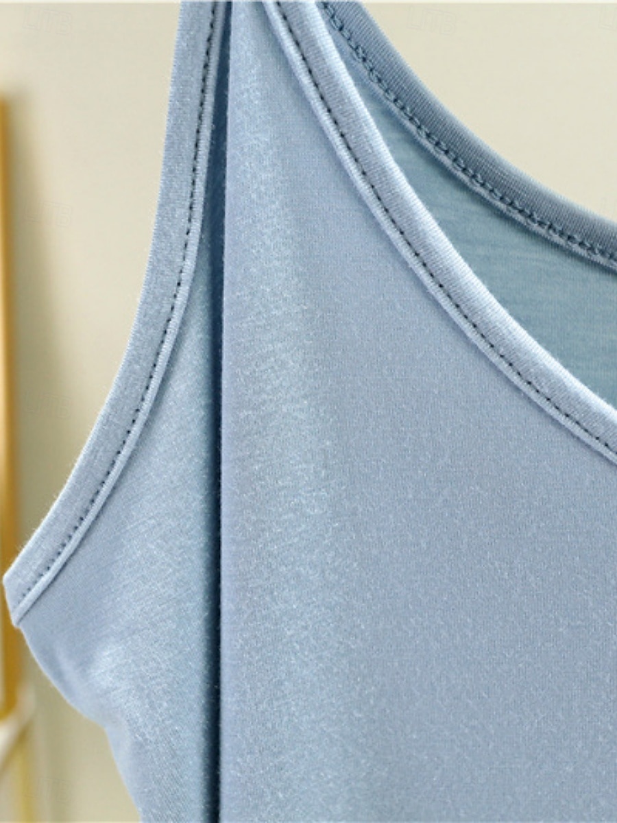 Women's Camisole Tank Top Solid Color Daily Sleeveless Crew Neck Regular Tops Daily Backless Light Blue Iron Gray Denim Blue Matcha green Black Summer 2025 - Kč349 –P20