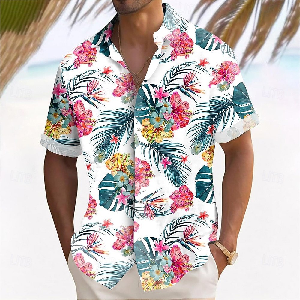 Miesten Kasvit Trooppiset kukat Palmu lehtiä Havaiji paita Button Up paita Havaijilaispaita Lyhythihainen Havaijilainen Lomakeskus Loma Pyhäpäivä Ranta-asut Kesä Kevät Sänkyjen avaus 3D-tulostus 2025 - $23.99 –P3
