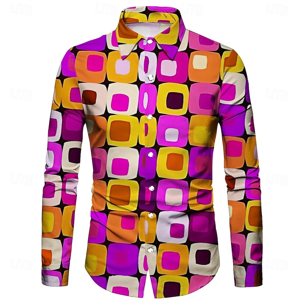Retro / vintage 1970 Koszula Dyskoteka Geometryczny Psychodeliczny Strój na bal maskowy Męskie Halloween Karnawał Festiwal Muzyczny Parada równości Dla dorosłych Koszula 2026 - $23.99 –P7