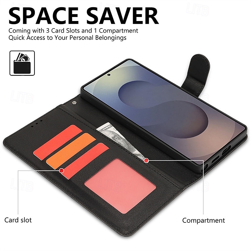 Кошелек Чехол для Samsung Galaxy S25/S25 Plus/Ultra/S24 Ultra/Plus/S23 Ultra/A55/A35/A25/A15 5G – Карман для карт RFID Блок Ударопрочный Подставка Ремешок на запястье 2025 - $19.99 –P2