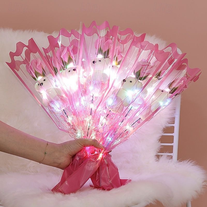 Romantic Bear Soap Bouquet, Ideal Gift for Mother's Day, Valentine's Day, Father's Day, Christmas, Wedding Party, and Home Decoration, Simulation Flower for Event Promotion 2025 - $7.99 –P3