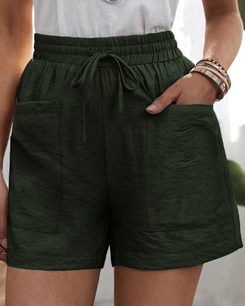 Femmes Shorts Slacks Streetwear Occasionnel Court Naturel Uni Avec Poches Conception à cordon élastique Confortable Extérieur Sortir Abricot Jacinthe Noir Blanche Été Coupe régulière de 2025 ? $23.99 –P9
