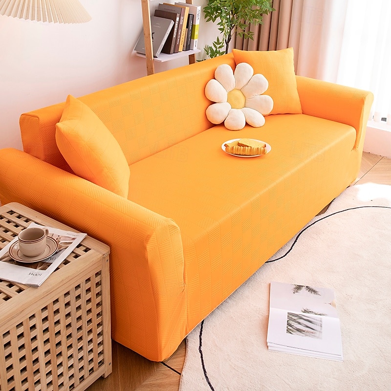 Stretch Sofa Cover Slipcover Elastic Sectional Couch Armchair Loveseat 4 or 3 seater L shape Jacquard Grey Water Repellent Plain Solid Soft Durable Washable 2025 - $45.99 –P20