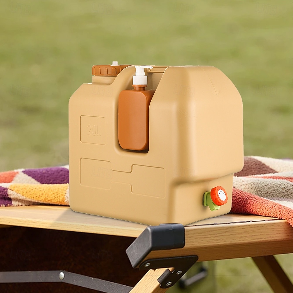 Bidon d'eau de camping portable de 5,28 gallons avec robinet &Distributeur de savon amovible - PE de qualité alimentaire sans BPA, robinet à débit réglable, large ouverture, conception durable pour le de 2025 ? $78.99 –P5
