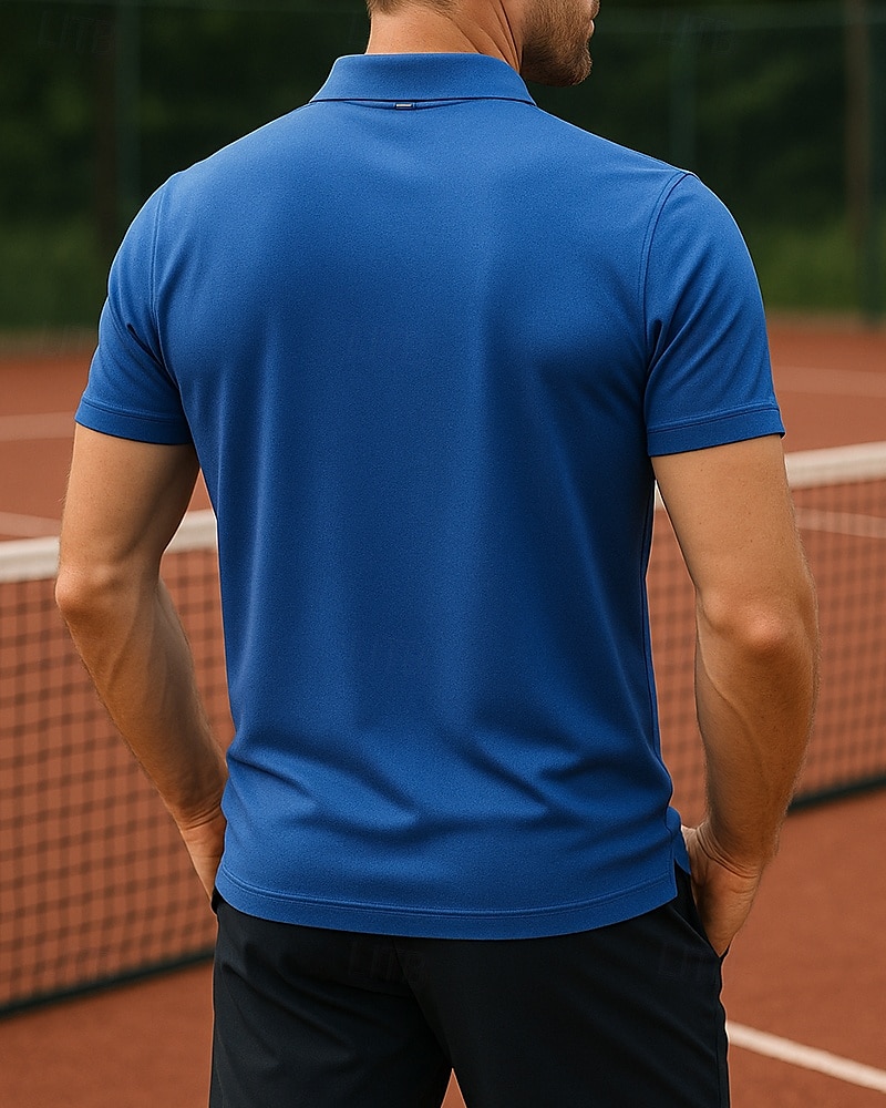 US Open Férfi Sportpóló POLO trikó Teniszing Tenisz póló Rövid ujjú Cipzár Nedvességelvezető Upijanje znoja Légáteresztő Tenisz Golf Pickleball Polo gallér Egyszínű Stétszürke Fekete Kék Tenisz 2025 - $18.39 –P2