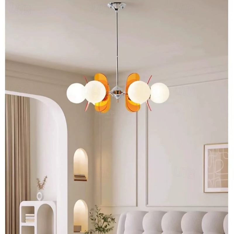 Luminária pendente LED 3/6/8 luzes, estilo moderno de meados do século, E14, lustre grande, globo branco, luminária de teto embutida em latão vintage Sputnik, luminária pendente de ilha de cozinha, de 2025 por $229.99 –P2