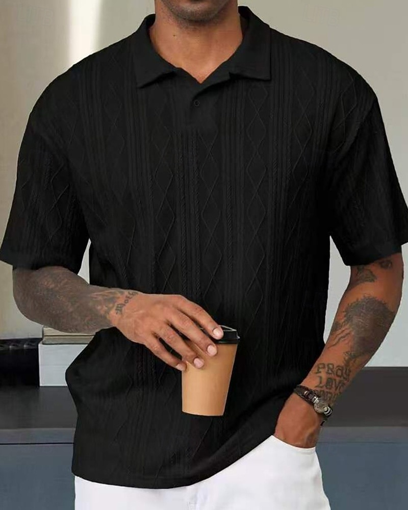 Men's Golf Shirt Golf Polos Shirts Work Casual Lapel Short Sleeve Basic Modern Plain Buttons Jacquard Summer Regular Fit Black White Blue Khaki Army Green Gray Golf Shirt 2026 - $18.99 –P5
