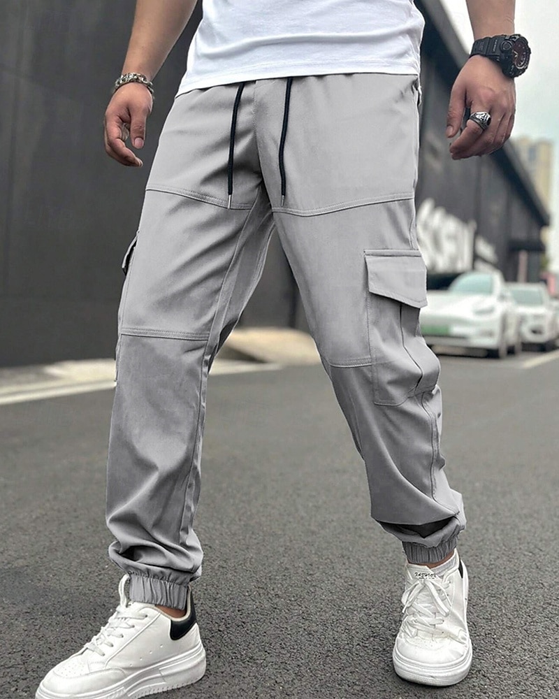 Men's Cargo Pants Trousers Drawstring Elastic Waist Multi Pocket Plain Wearable Daily Outdoor Camping & Hiking Fashion Classic Navy Blue Khaki 2026 - $27.99 –P13