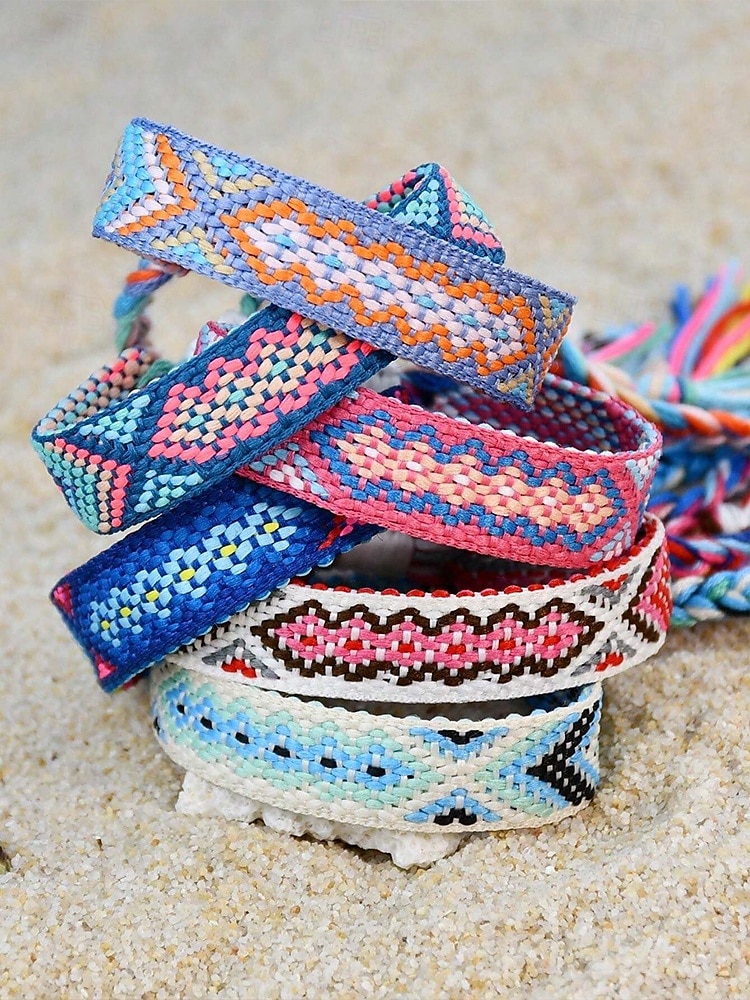 Pulsera de la amistad trenzada con borlas hecha a mano en Nepal para mujer, pulsera de la amistad con patrón étnico colorido, estilo bohemio, adecuada para uso casual, playa y al aire libre. 2025 - $7.99 –P8