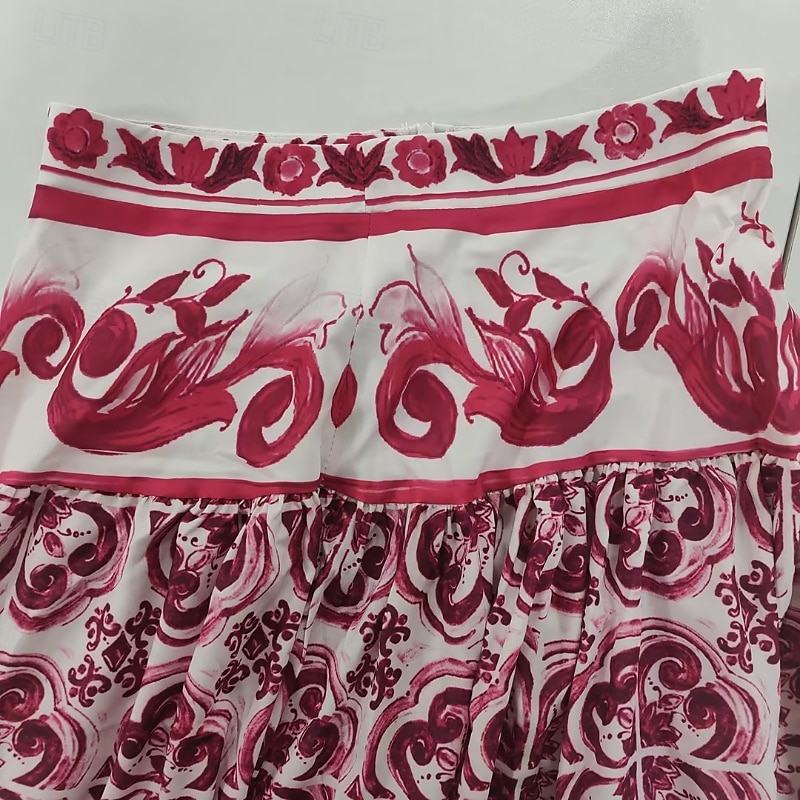 Femmes Jupe Évasé Bohème Mode Boho Maxi Taille Basse Jupes Fleuri Imprimé Micro-Élastique Vacances Rue Bleu Rose rouge Été Polyester de 2025 ? $28.99 –P8